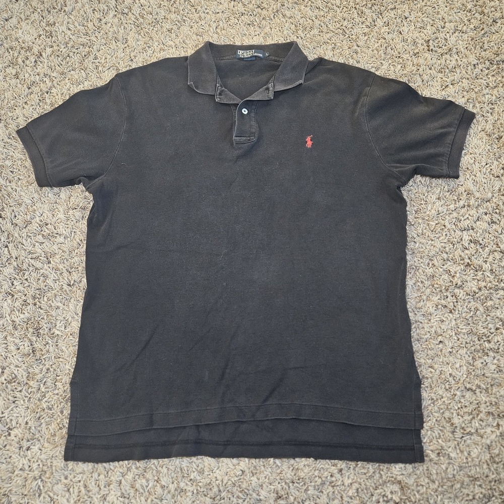 Polo Ralph Lauren Polo Shirt Men's Size Large Short Sleeve Black Red Pony Logo‎